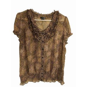 East 5th leopard/animal print blouse short sleeve size PL
